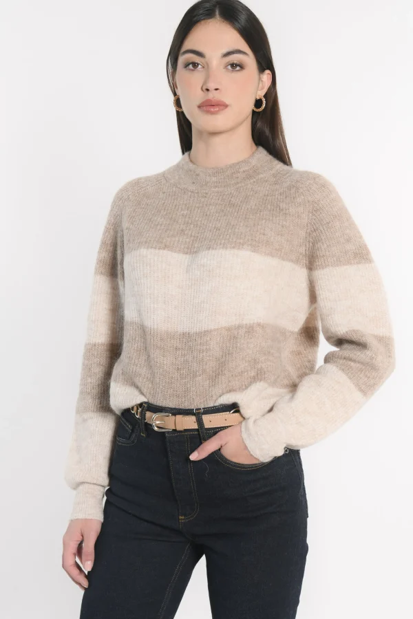 KOOKAÏ PULL RAYÉ COLETTE BROWN/BEIGE CHINÉ Brown/beigechine Best Sale