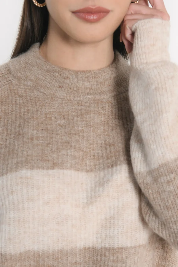 KOOKAÏ PULL RAYÉ COLETTE BROWN/BEIGE CHINÉ Brown/beigechine Best Sale