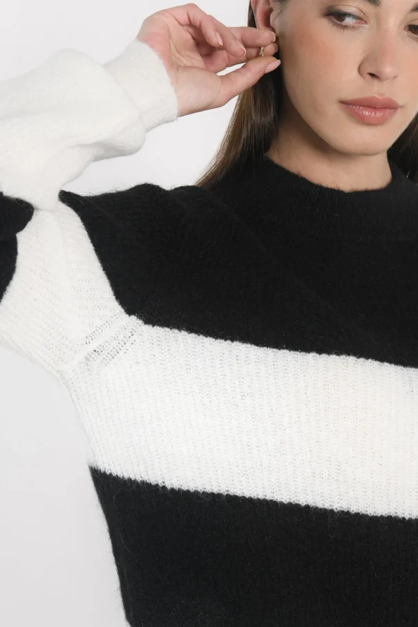 KOOKAÏ PULL RAYÉ COLETTE NOIR/ÉCRU Noir/ecru Best Sale