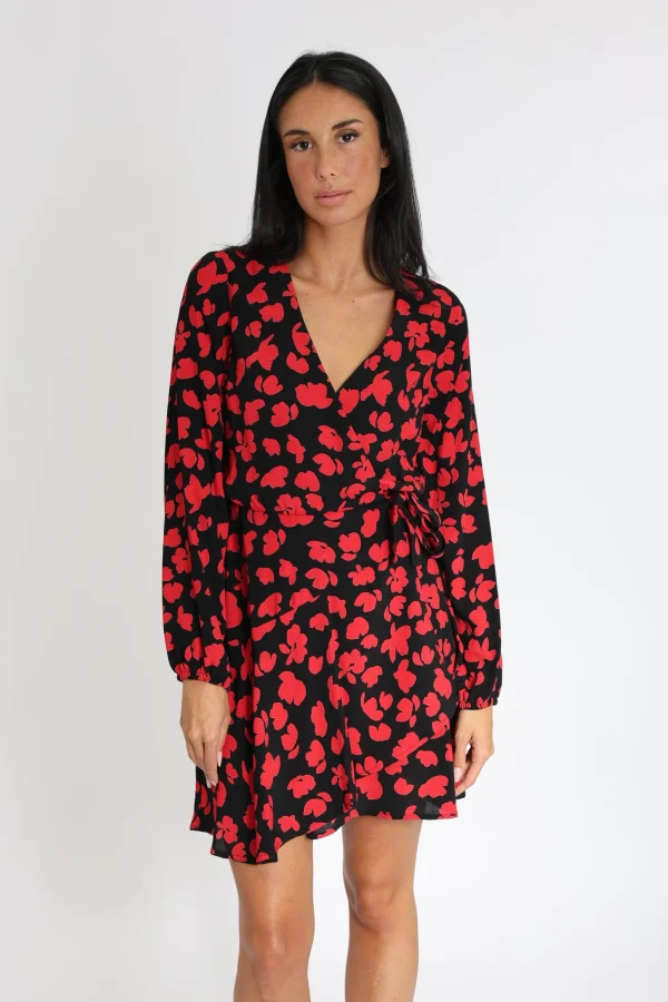 KOOKAÏ ROBE COURTE CARMEN Noir/rouge Cheap