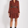 KOOKAÏ ROBE COURTE LEOPARD MINA MULTI Bordeaux Store