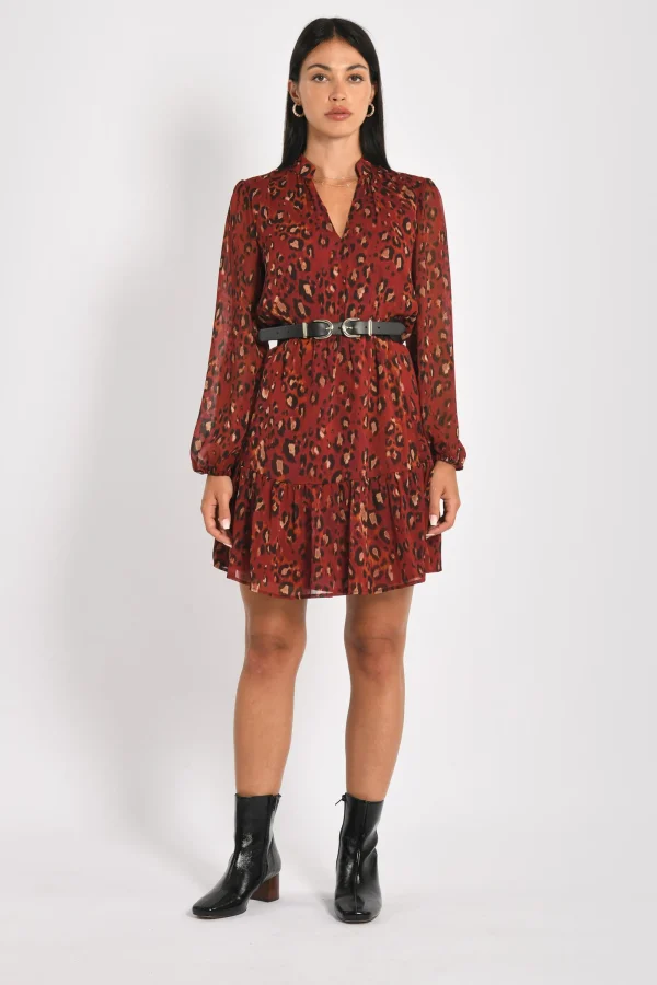 KOOKAÏ ROBE COURTE LEOPARD MINA MULTI Bordeaux Store