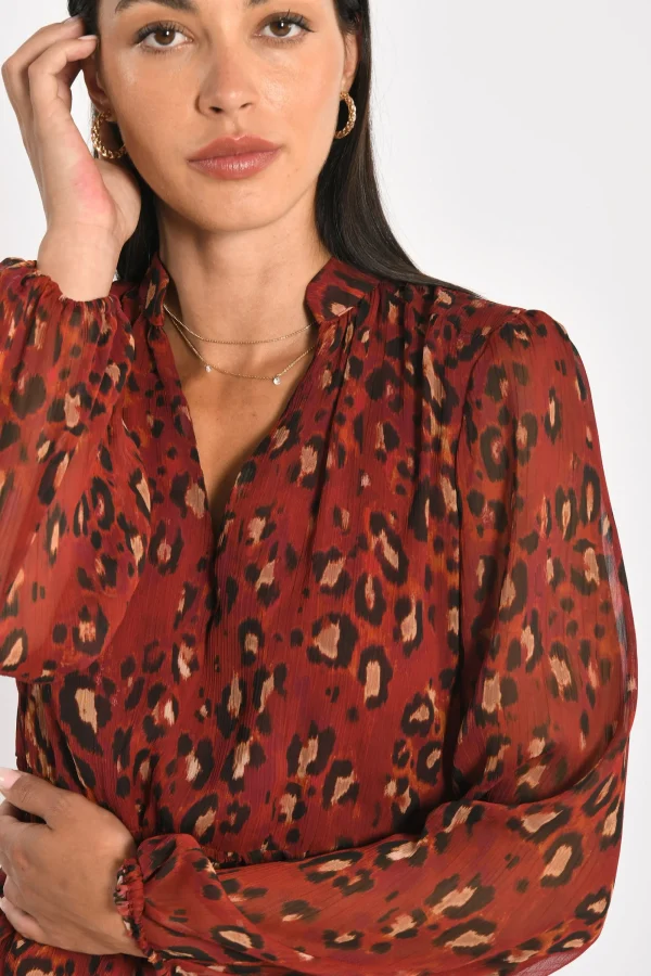 KOOKAÏ ROBE COURTE LEOPARD MINA MULTI Bordeaux Store