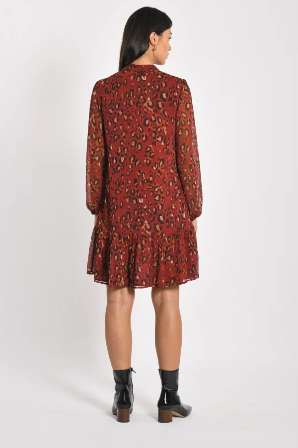 KOOKAÏ ROBE COURTE LEOPARD MINA MULTI Bordeaux Store