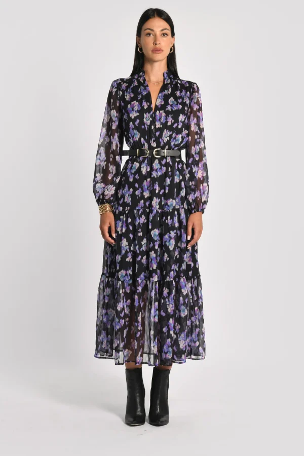 KOOKAÏ ROBE LONGUE FLEURS MADISON MULTI VIOLET Multiviolet Flash Sale