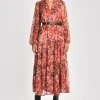 KOOKAÏ ROBE LONGUE IMPRIMÉE CONSTANCE MULTI BORDEAUX Multibordeaux Hot