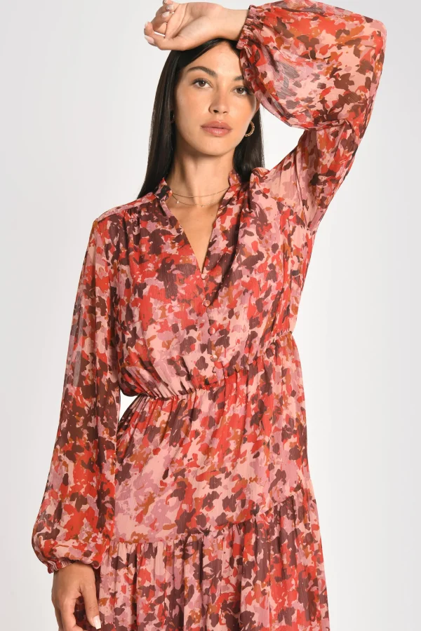 KOOKAÏ ROBE LONGUE IMPRIMÉE CONSTANCE MULTI BORDEAUX Multibordeaux Hot