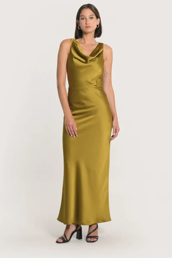 KOOKAÏ ROBE LONGUE SATIN PATTY Bronze New