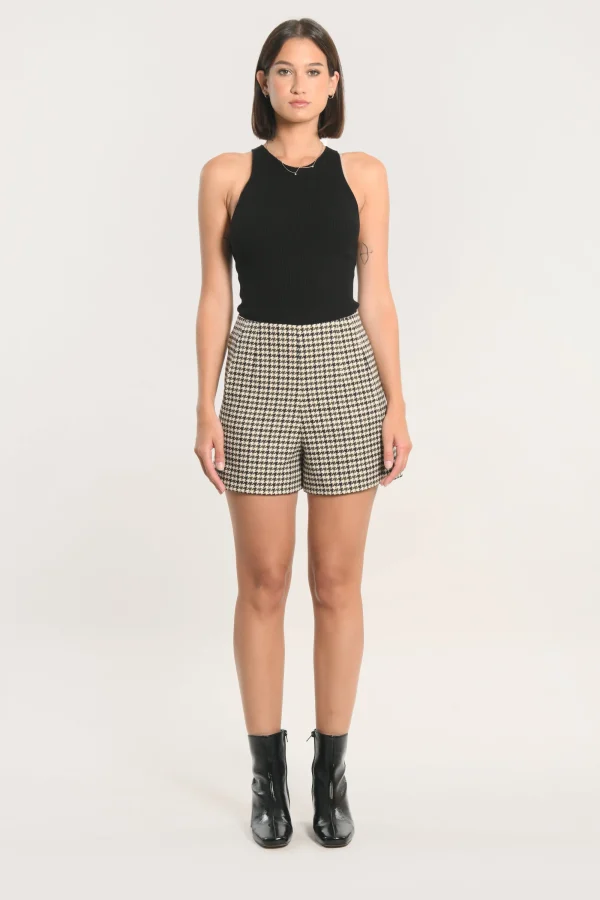 KOOKAÏ SHORT MARVIN PIED DE POULE Kaki Cheap