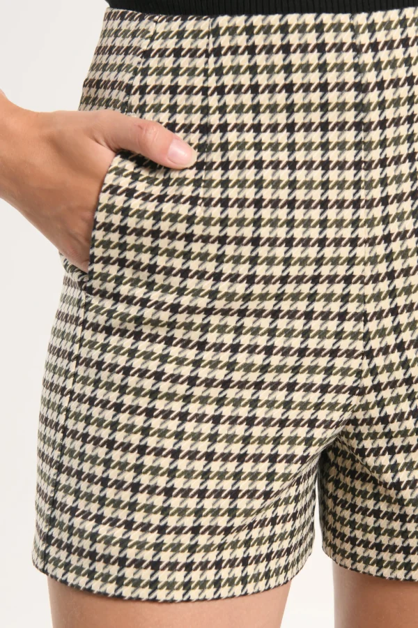 KOOKAÏ SHORT MARVIN PIED DE POULE Kaki Cheap