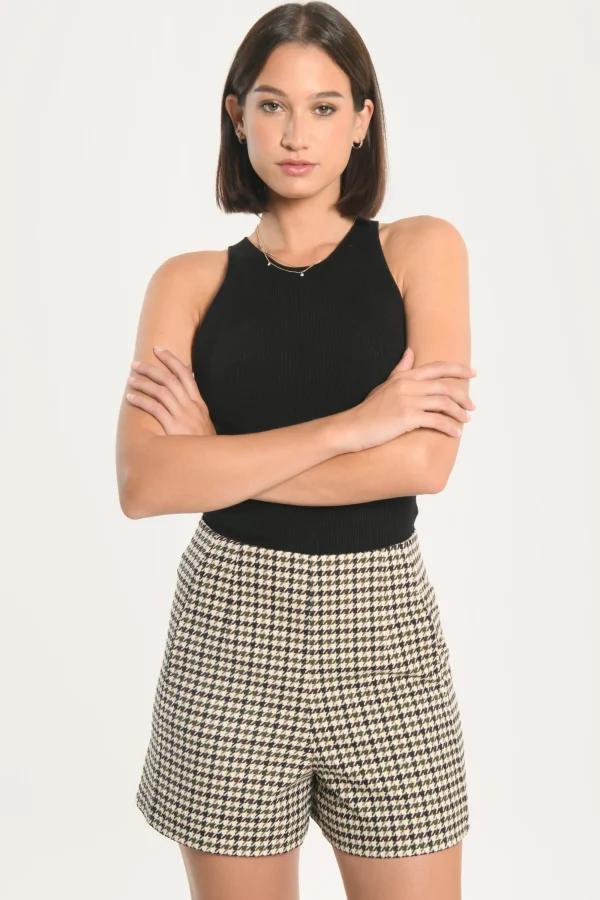 KOOKAÏ SHORT MARVIN PIED DE POULE Kaki Cheap