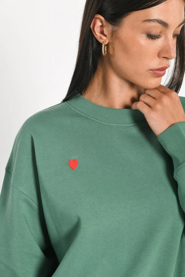 KOOKAÏ SWEATSHIRT COEUR - SUZY - Green Best