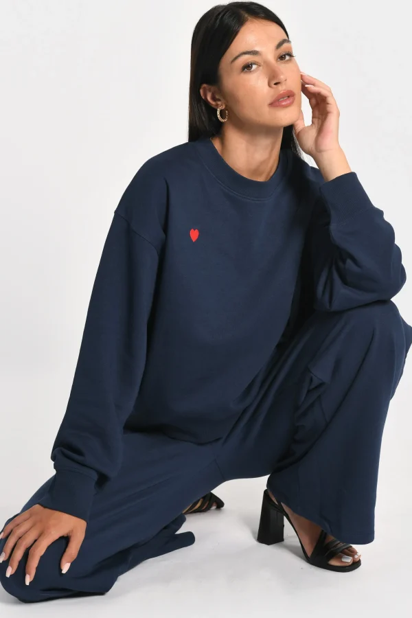 KOOKAÏ SWEATSHIRT COEUR - SUZY - Navy Best