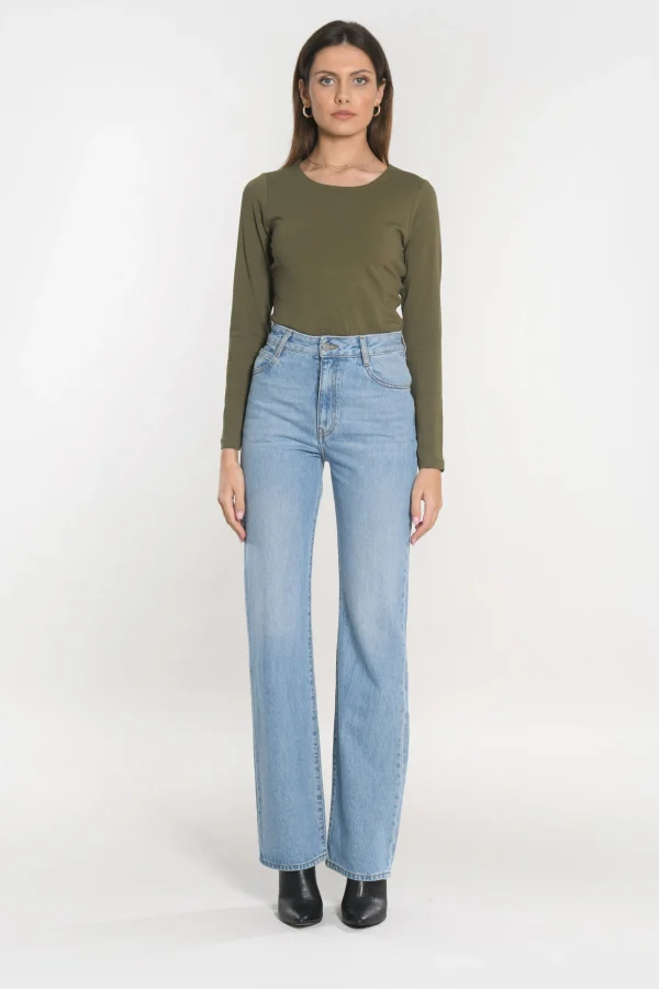 KOOKAÏ TEE SHIRT COL ROND CURT Kaki Fashion