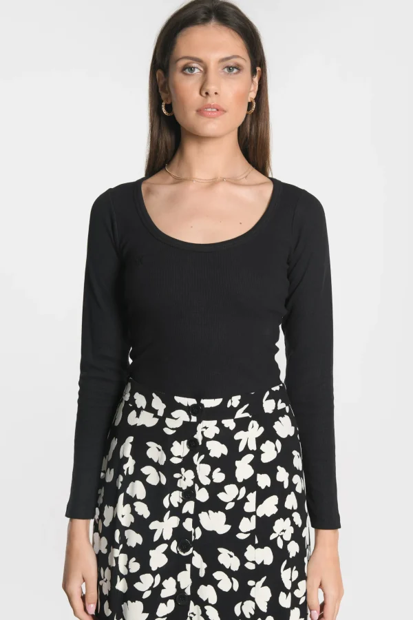 KOOKAÏ TEE SHIRT MERRY COL ROND Noir Cheap