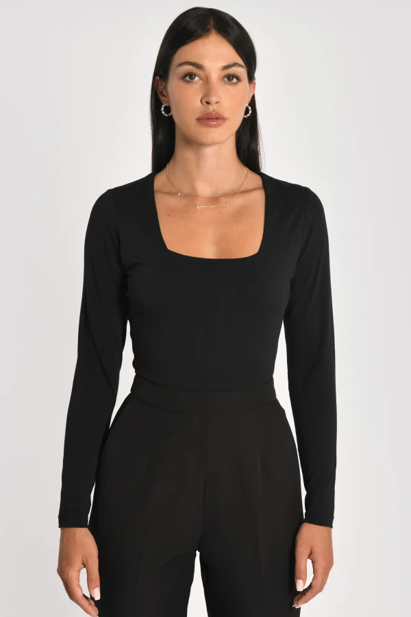 KOOKAÏ T-SHIRT COL CARRÉ CLEMENTINE Noir Discount