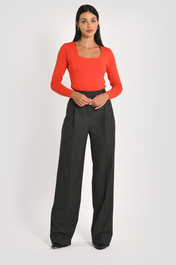 KOOKAÏ T-SHIRT COL CARRÉ CLEMENTINE Rouge Store