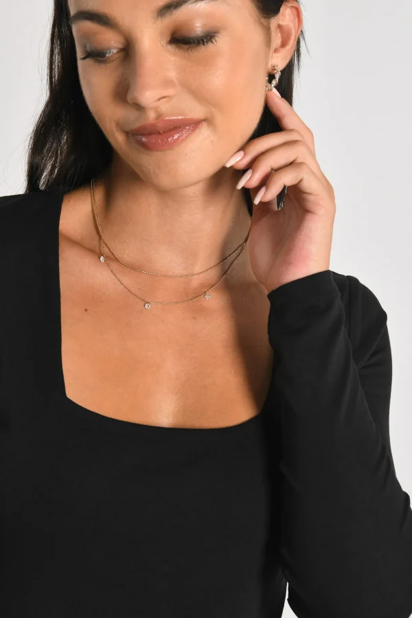 KOOKAÏ T-SHIRT COL CARRÉ CLEMENTINE Noir Discount