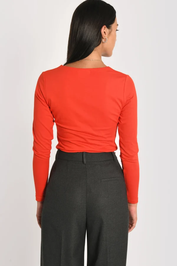 KOOKAÏ T-SHIRT COL CARRÉ CLEMENTINE Rouge Store