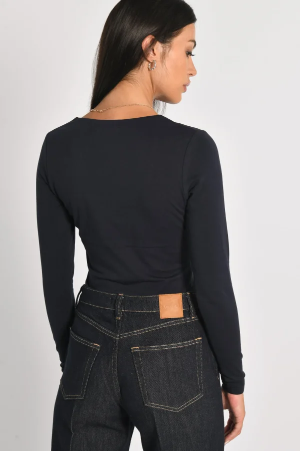 KOOKAÏ T-SHIRT COL CARRÉ CLEMENTINE Navy Cheap