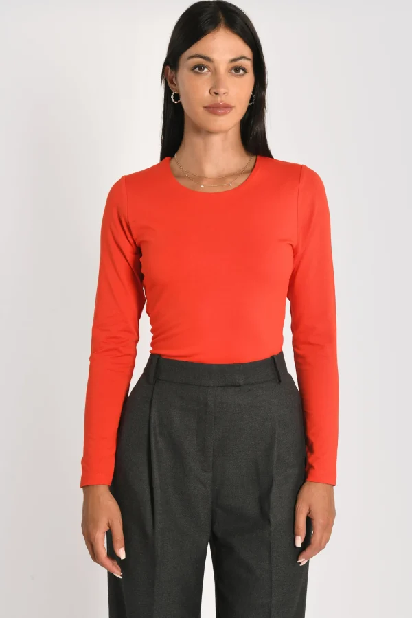 KOOKAÏ T-SHIRT COL ROND CURT Rouge Flash Sale