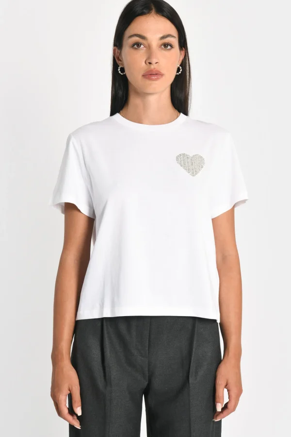 KOOKAÏ T-SHIRT CŒR STRASS LUNA Blanc Fashion