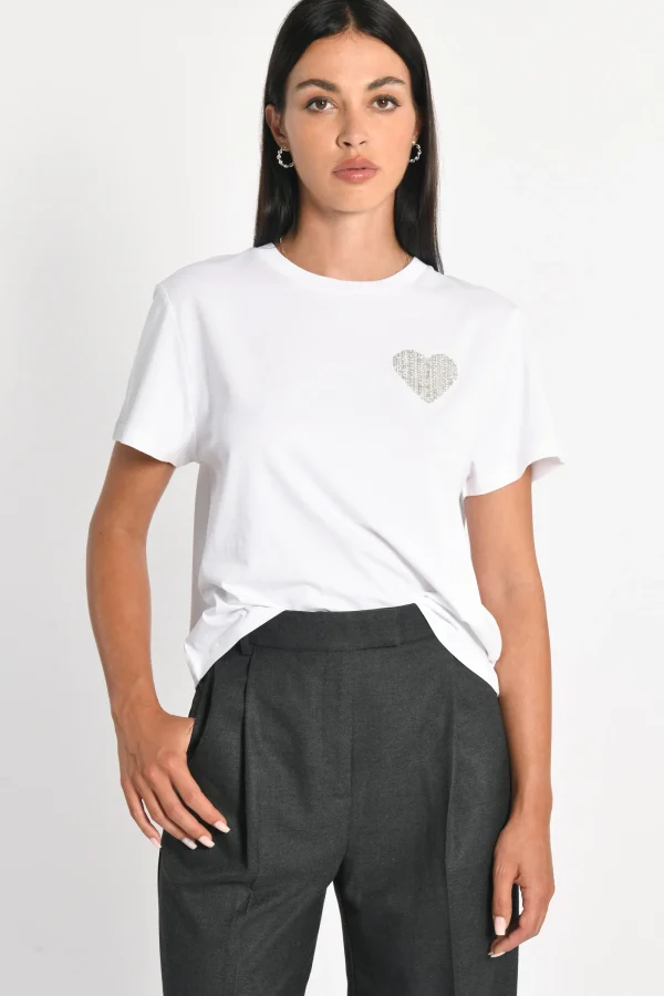 KOOKAÏ T-SHIRT CŒR STRASS LUNA Blanc Fashion