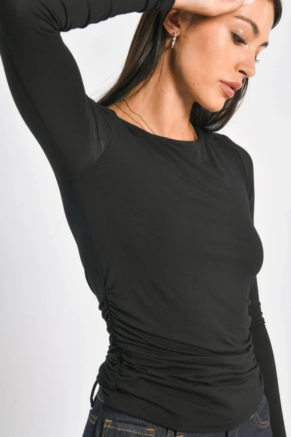 KOOKAÏ T-SHIRT DRAPÉ COTES SIA Noir Best