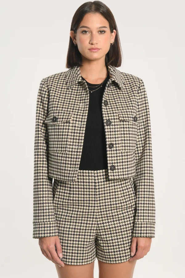 KOOKAÏ VESTE MARVIN PIED DE POULE Kaki Cheap