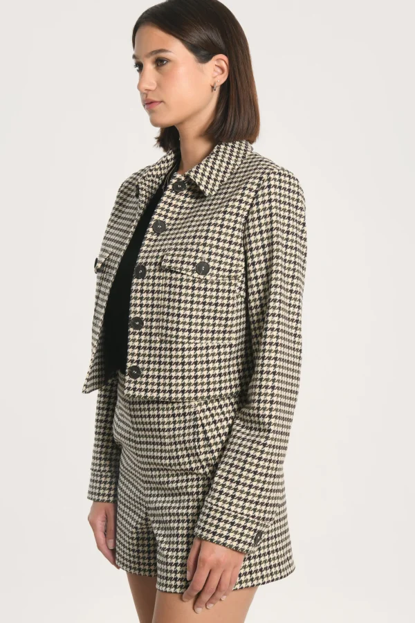 KOOKAÏ VESTE MARVIN PIED DE POULE Kaki Cheap