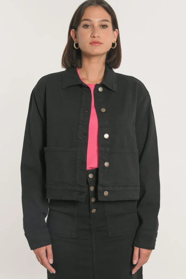 KOOKAÏ VESTE SPORT THADEE DENIM Noir Shop