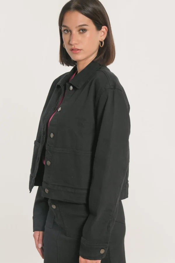 KOOKAÏ VESTE SPORT THADEE DENIM Noir Shop