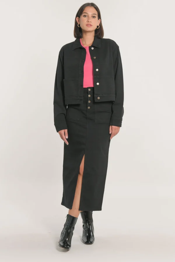 KOOKAÏ VESTE SPORT THADEE DENIM Noir Shop