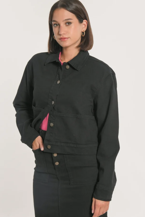 KOOKAÏ VESTE SPORT THADEE DENIM Noir Shop